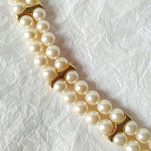 NAPIER FAUX PEARL CHOKER NECKLACE & BRACELET - 1980s AD PIECE - Picture 7 of 8